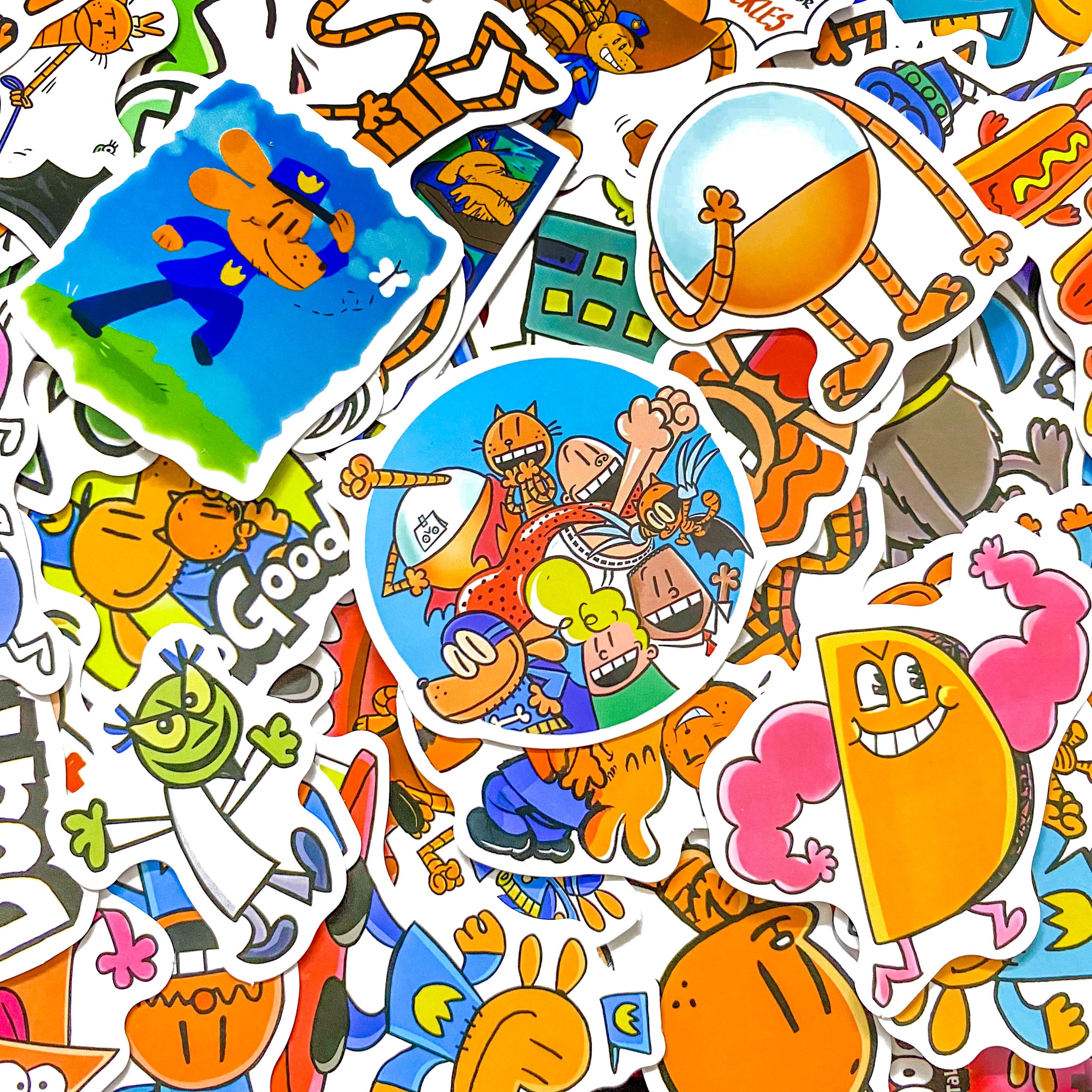 Pack of 50 Dog Man Comic Stickers, Funny Hero Stickers, Cartoon Book ...