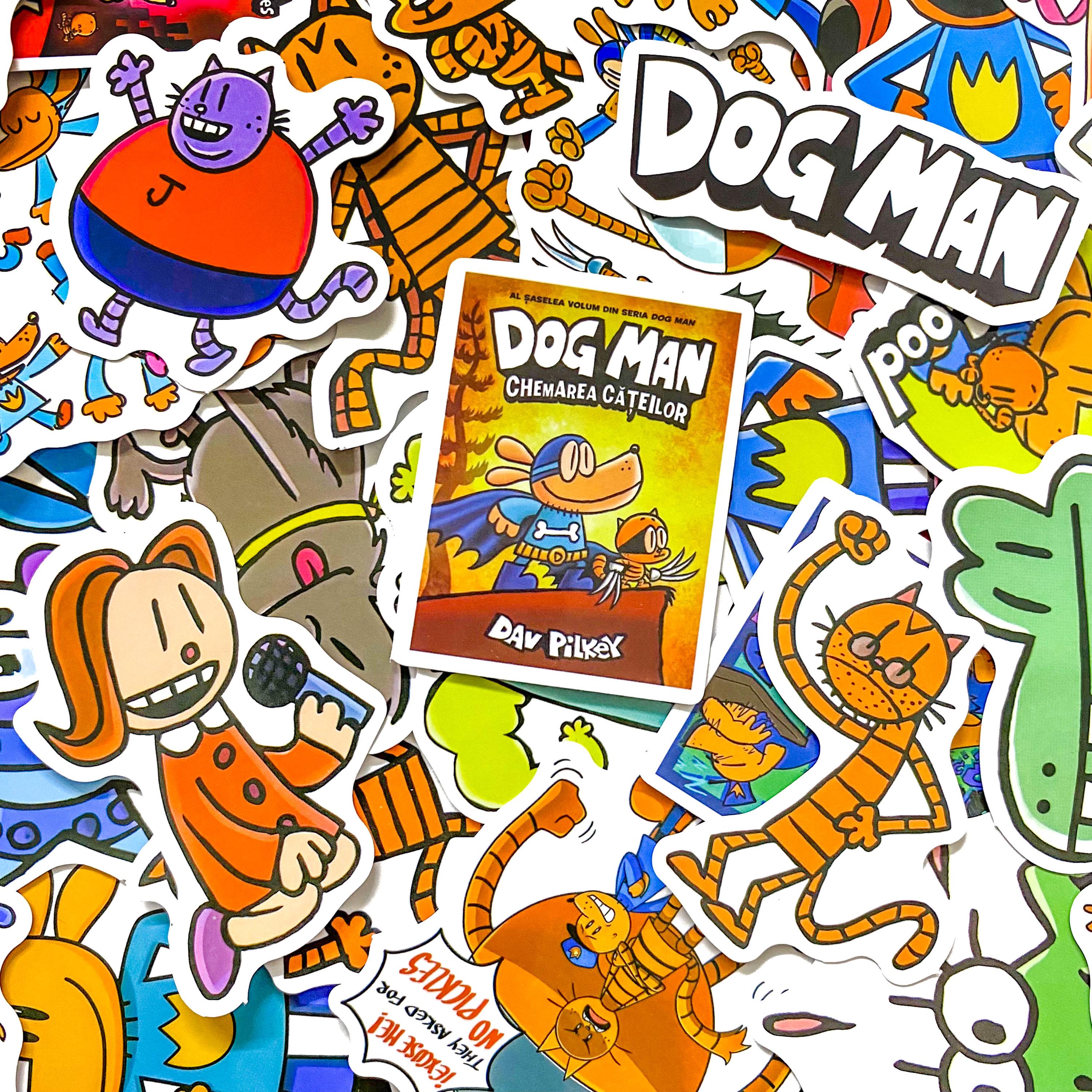 Pack of 50 Dog Man Comic Stickers, Funny Hero Stickers, Cartoon Book ...