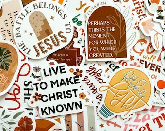Confezione da 50 adesivi con motivi cristiani, versetti biblici, stile boho, citazioni e frasi, impermeabili, per cristiani e adulti.