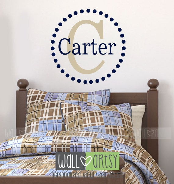 Items similar to Name Wall Decal Polka Dot Circle Personalized