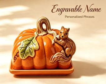 Custom Squirrel Pumpkin Ceramic Butter Dish, Fall‑Themed Lidded Butter Keeper, Creative Autumn Table Decor, Household Kitchen Tableware Gift