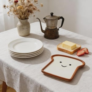 Assiette en céramique personnalisée en forme de smiley - Assiette à dessert petit-déjeuner de style nordique gravée sur mesure