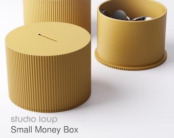 Hucha pequeña impresa en 3D, caja de ahorros para monedas, decoración de escritorio, regalo, fabricada en Alemania.