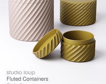 Caja de almacenamiento decorativa estilo 2 con textura acanalada, impresa en 3D, estilo contenedor estriado, decoración moderna para el hogar.