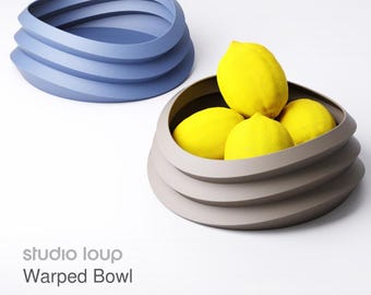 Warped Bowl 3D Printed Decorative Dish Modern Home Decor Unique Sculptural Catchall Tray Gift