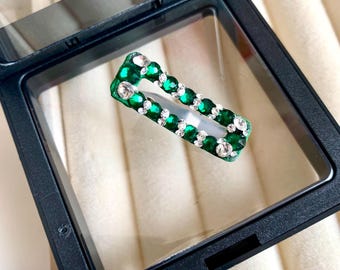 Emerald Crystal Dog Hair Clip, Snag Free Silicone Grip Pet Barrette, Painless Yorkie Topknot Bow, Luxury Maltese Accessory Dog Mom Gift