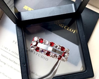 Ruby Red Crystal Dog Comb Clip, Stays Put No Pull Pet Pin for Tiny Dogs, Strawberry Aesthetic Yorkie Hair Barrette, Dog Mom Bestie Gift