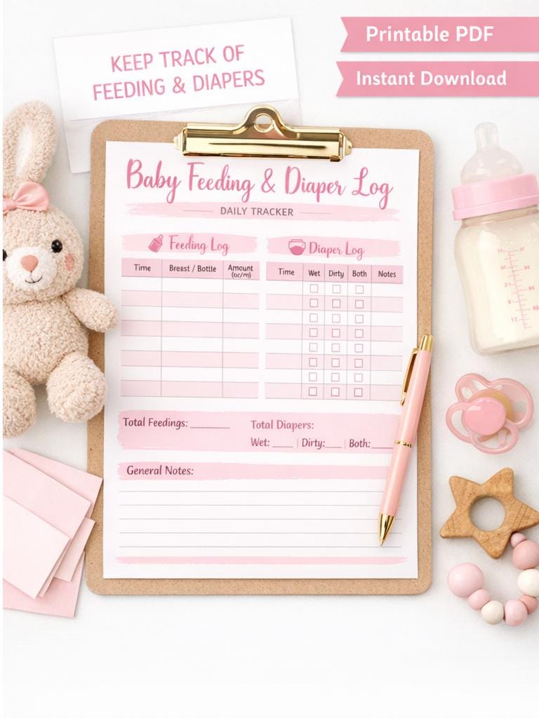 Baby Feefing Tracker Printable – Newborn Feeding & Diaper Log - Etsy