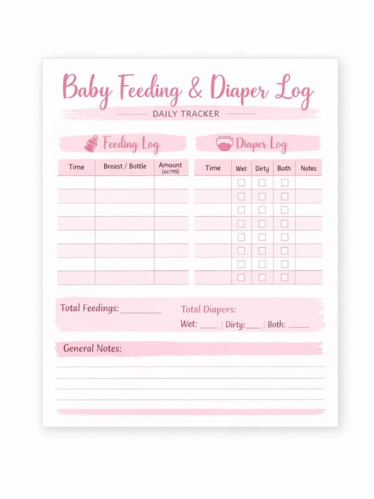 Baby Feefing Tracker Printable – Newborn Feeding & Diaper Log - Etsy