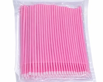Pinceles microaplicadores desechables para pestañas, uñas y maquillaje / Herramientas rosas sin pelusa