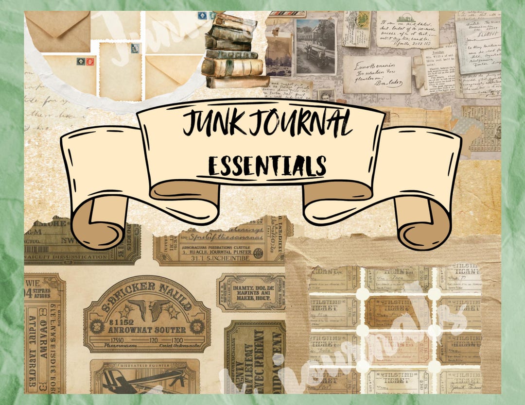 Vintage Ephemera Junk Journal Kit | Printable Paper, Labels (digital ...