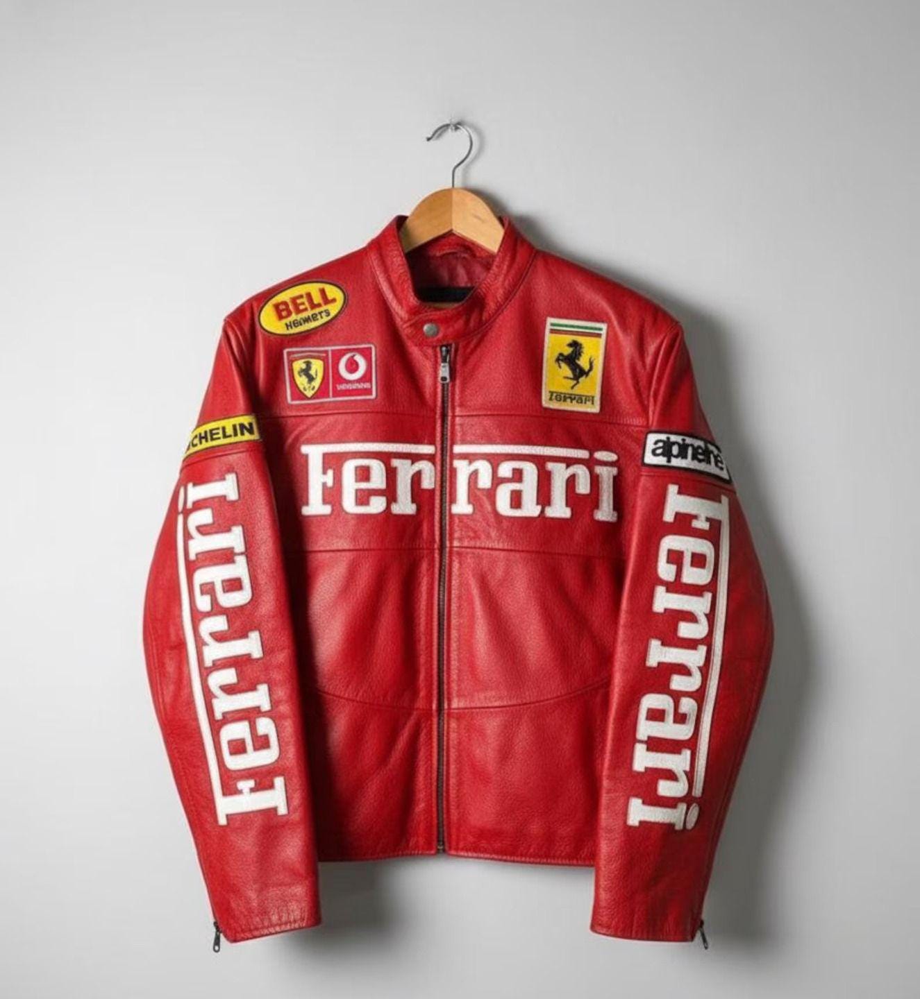 FERRARI 刺繍ロゴ入り　ヴィンテージレザージャケット XLサイズ FERRARI 刺繍ロゴ入り ヴィンテージレザージャケット Lサイズ