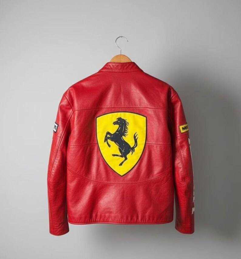 Homme Red Racing Jacket Red Leather Racing Jacket Men Vintage Motogp Biker Motorcycle Cowhide ...