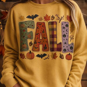 Retro herfst PNG-ontwerp, herfstpatchworkkunst met transparante achtergrond