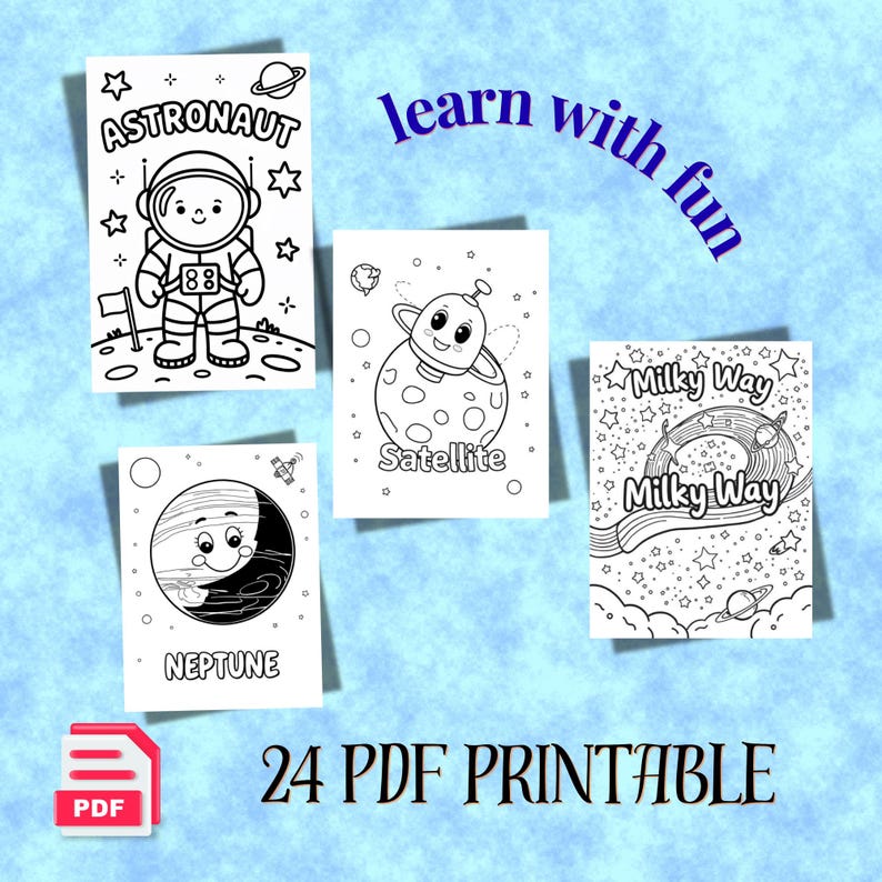 Space Coloring Pages for Kids, Printable Activity Sheets (PDF) - Etsy