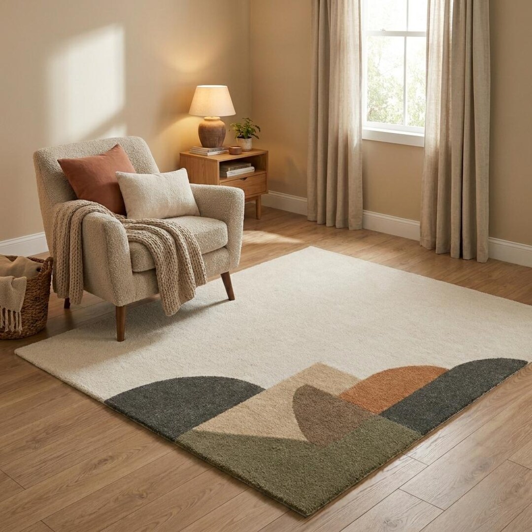 Geometric Hand Tufted Area Rug | Modern Abstract Design. - Etsy