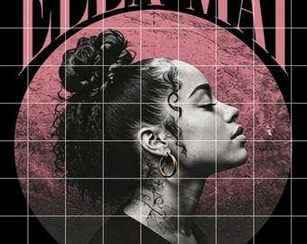 May include: A poster featuring a profile portrait of Ella Mai with a high bun hairstyle and gold hoop earrings. The background is a pink circle on a black grid. Text reads: ELLA MAI, DO YOU STILL LOVE ME. TOUR 2026, ATLANTA, CHICAGO, NEW YORK, LONDON, LOS ANGELES.