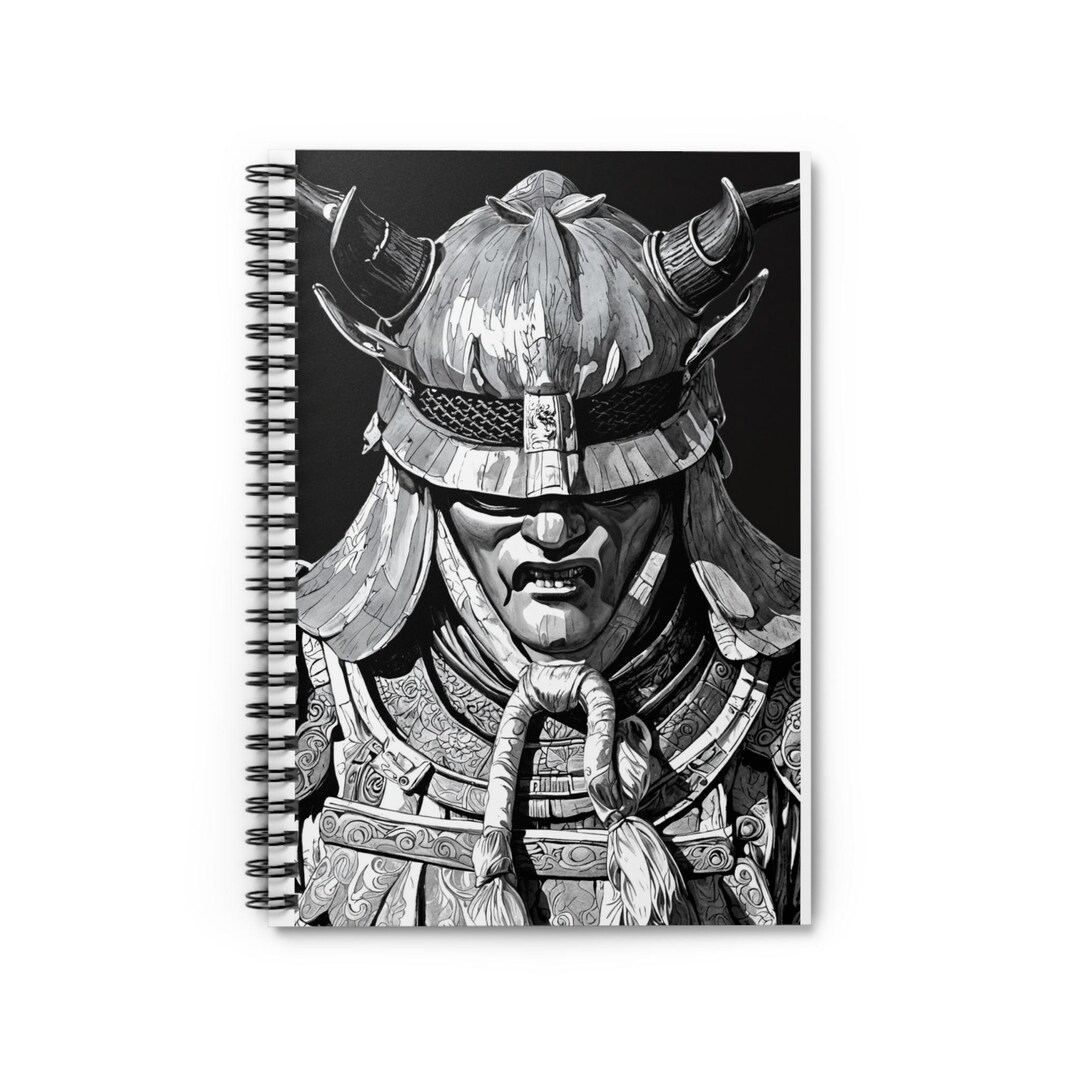 Samurai Notebook Samurai Helmet Illustration Spiral Notebook | Ruled Journal - Etsy