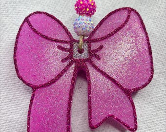 Fiocco rosa neon - Freshie - scegli qualsiasi profumo, colore di glitter o strass, personalizzato o già pronto.