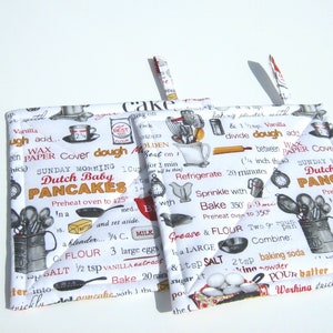 Cooks and Bakers Potholders, Kitchen Tools Quilted Hot Pads, USA Handmade Housewarming, Hostess, Chef Gift