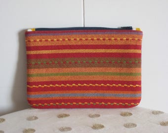 Small Fabric Clutch made of Colorful Guatemalan Style Cotton, Lined and Zippered, USA Handmade