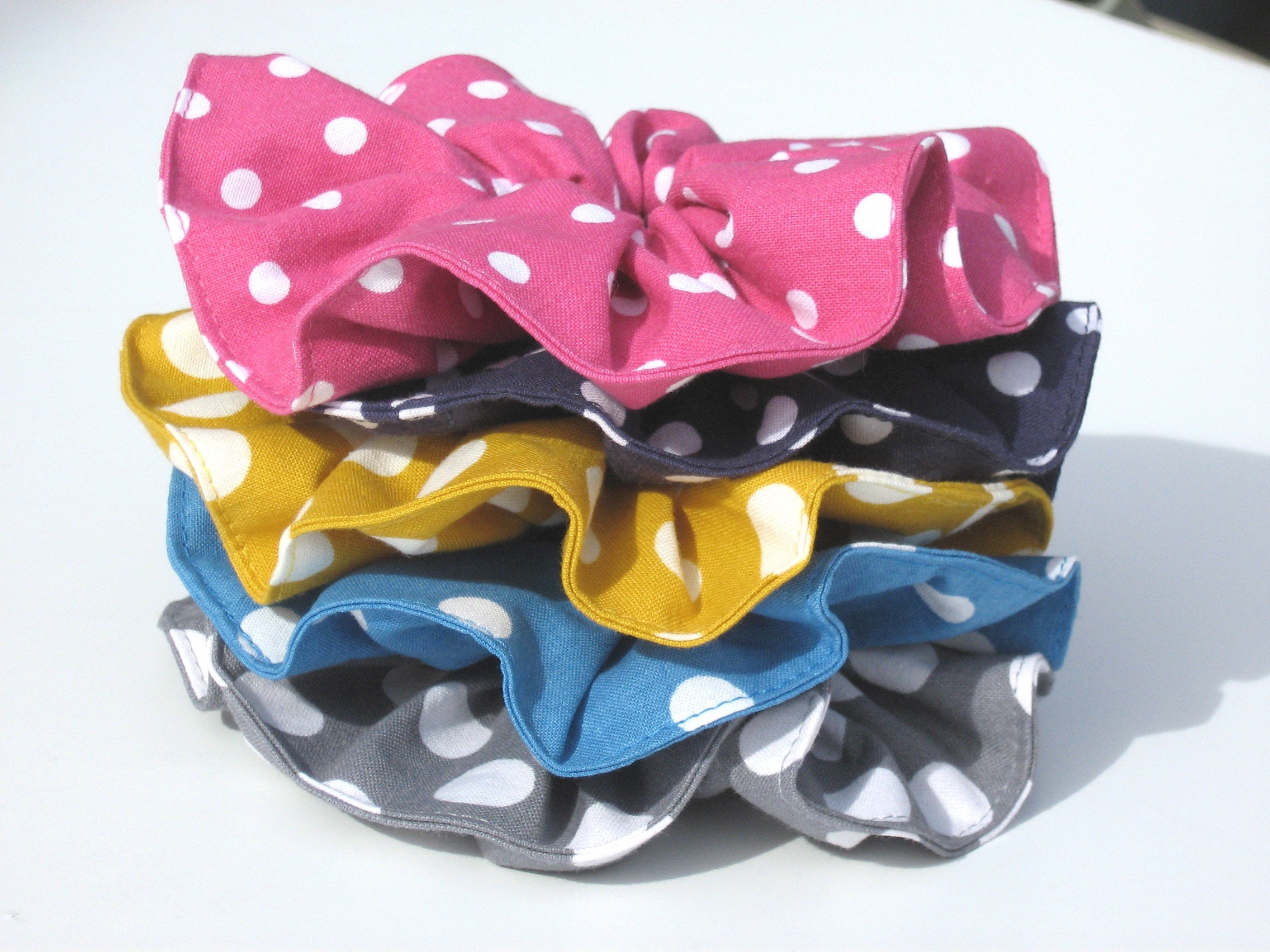 Polka Dot Scrunchies, Set of 5, Retro 50s Style Ponytail  display picture 1