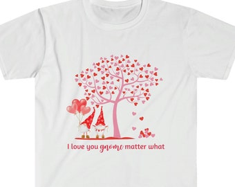 Gnome Valentine's Shirt, Love Gnomes, Cute Valentine's Day Tee for Women, Heart Tree Shirt, I Love You Shirt