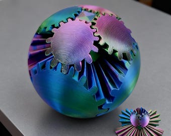 Sphère cinétique rotative anti-stress géométrique imprimée en 3D pour enfants et adultes