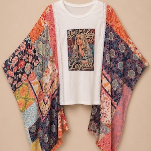 Stevie Nicks Kimono Tunic | Handmade Boho Clothing | Upcycled Festival Top | Hippie Kimono Shirt | Stevie Nicks Inspired Tunic | Unique Gift