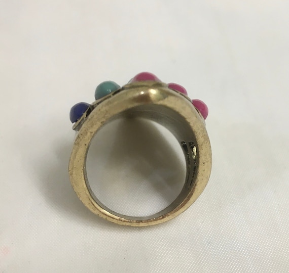 Vintage Multi Stone Pave Statement Ring Chunky Ri… - image 5