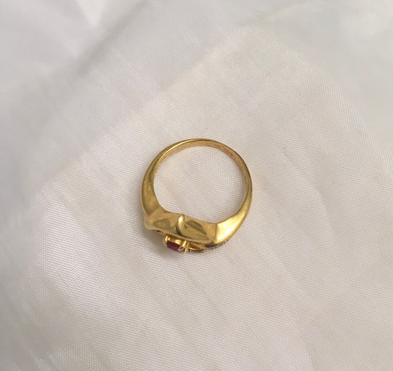 18k Ruby Diamond Heart Ring Solid Yellow Gold - image 3