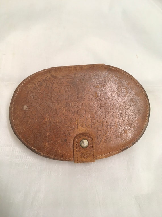 Antique Tooled Leather Powder Compact 1800s