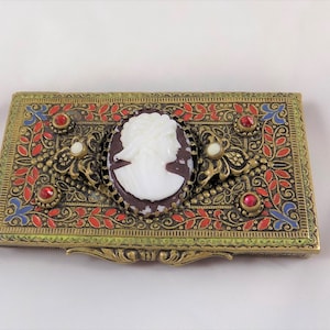 French Enamel Jeweled Cameo Calling Card Case