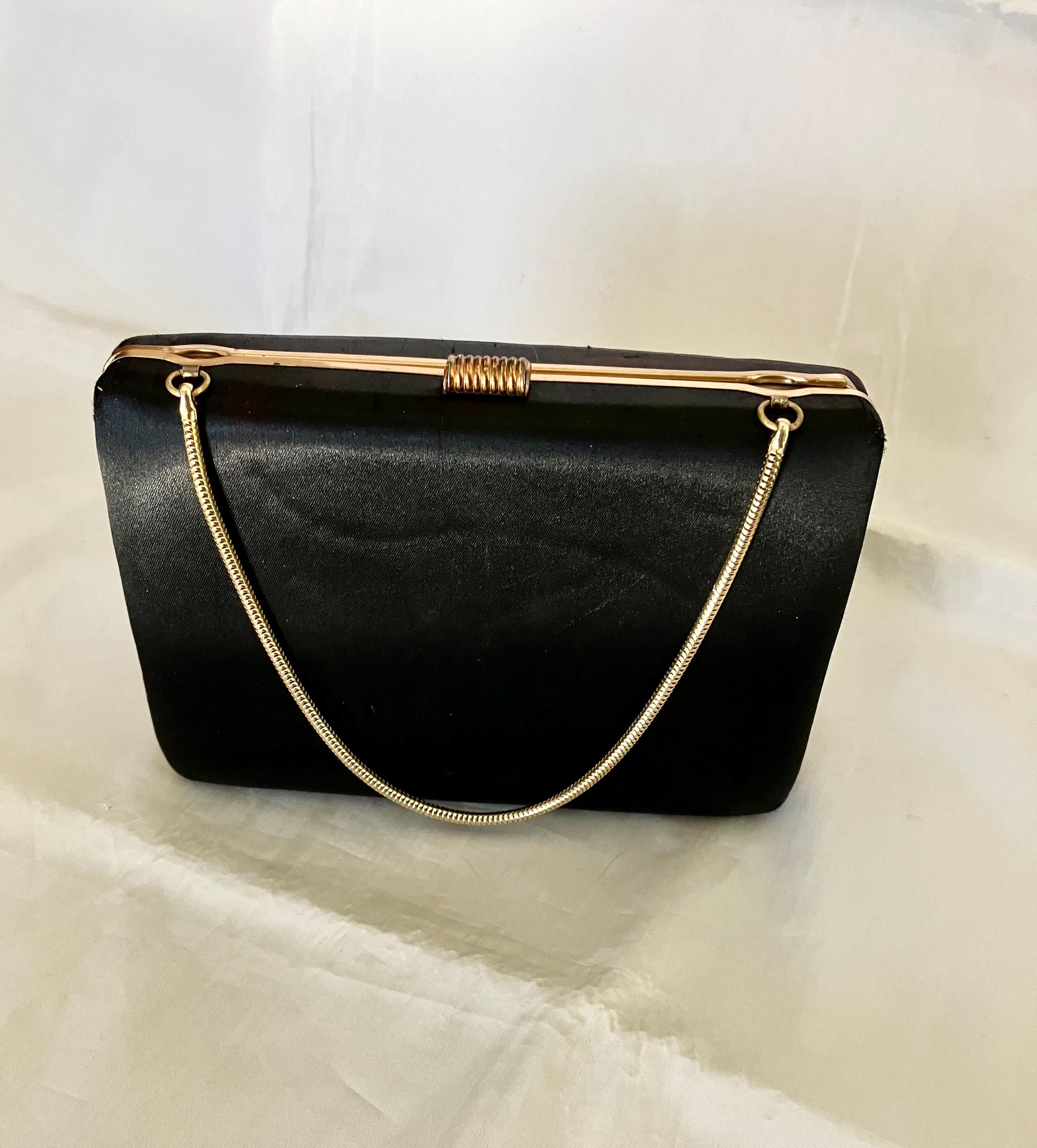 Sac à Main Femme Noir Chic, Finitions Or Brillant, élégant Et Sobre