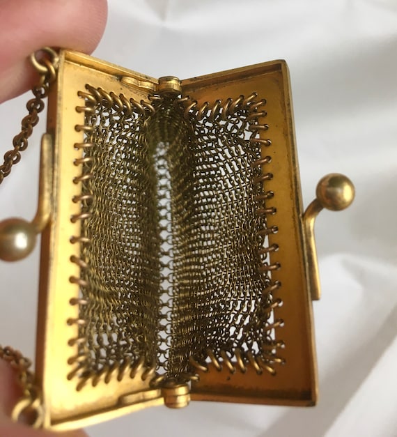 Antique Gold Mesh Finger Purse Coin Purse - image 5