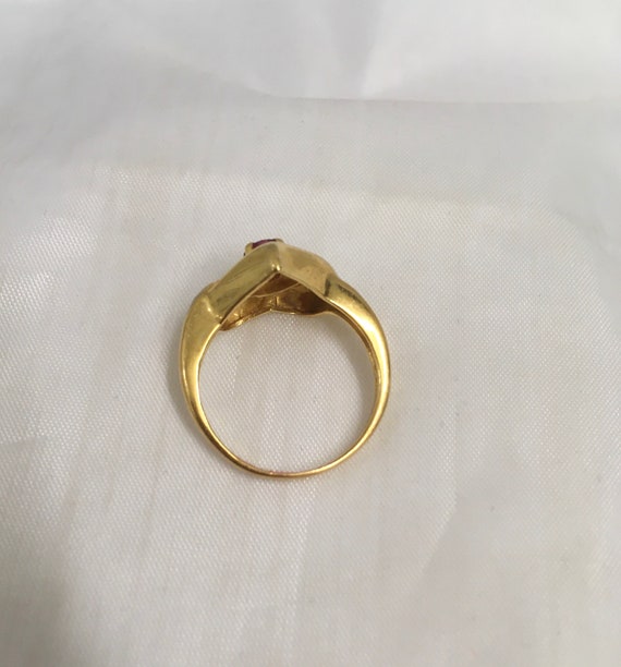 18k Ruby Diamond Heart Ring Solid Yellow Gold - image 4