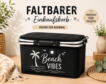 Personalisierter Einkaufskorb faltbar | Campingkorb mit Wunschdesign | Picknickkorb | Mom Life | Küstenkind | Nordsee Liebe | Geschenkidee