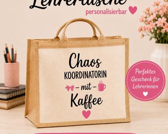 Lehrertasche personalisiert | Geschenk für Lehrerin | Jutetasche mit Name | Klassenheldin | Schuljahresende Geschenk | Lehrergeschenk