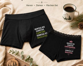 Lustiges Geschenk für Camper, Boxershorts mit Camping Spruch, Unterwäsche für Herren Damen Pärchen Set, Wohnmobil Geschenk Mann Frau