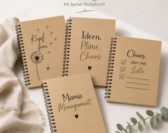A5 Spiral Notizbuch mit Spruch | Kraftpapier Journal kariert liniert punktiert blanko | Notizbuch Geschenk für Mama | Ideenbuch To Do Buch