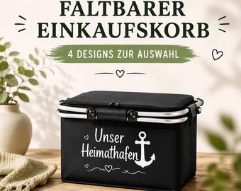 Faltbarer Einkaufskorb personalisiert | Isolierter Campingkorb | Chaos Manager Korb | Picknickkorb | Geschenk für Camper & Familien