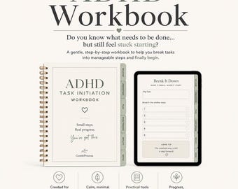 ADHD Task Initiation Workbook | Task Paralysis & Executive Dysfunction | Printable PDF + GoodNotes