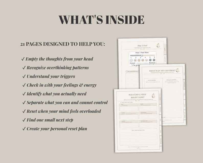 ADHD Overthinking Journal | Brain Dump & Mental Reset Planner | ADHD Focus Journal | Digital Download image 9