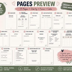ADHD journal pages preview brain dump