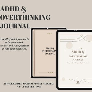 ADHD Overthinking Journal | Brain Dump & Mental Reset Planner | ADHD Focus Journal | Digital Download image 1