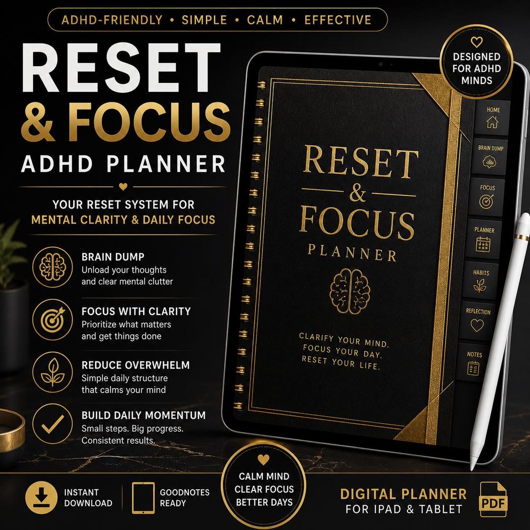 ADHD Reset Focus Planner Brain Dump System for Mental Clarity Daily ...