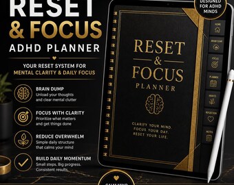 ADHD Reset & Focus Planner: Mental Clarity, Daily Structure (Digital Download)