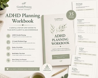 ADHD Planning Workbook for Adults | Printable PDF Planner | Executive Function Worksheets | Stop Planning Overwhelm | ADHD Organization