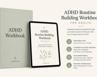 ADHD Routine Building Workbook for Adults | Daily Structure & Habit Building | Printable PDF