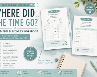 ADHD Time Blindness Workbook for Adults | Time Management Planner (PDF Download)